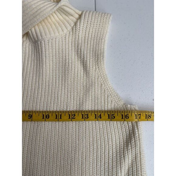 Anthropologie Women's Small Cream Knit High‎ Neck Extra Long Sleeveless Sweater - Picture 14 of 16